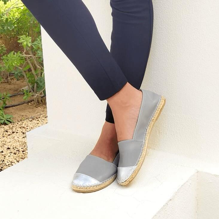 Espadrille classique gris métallisé