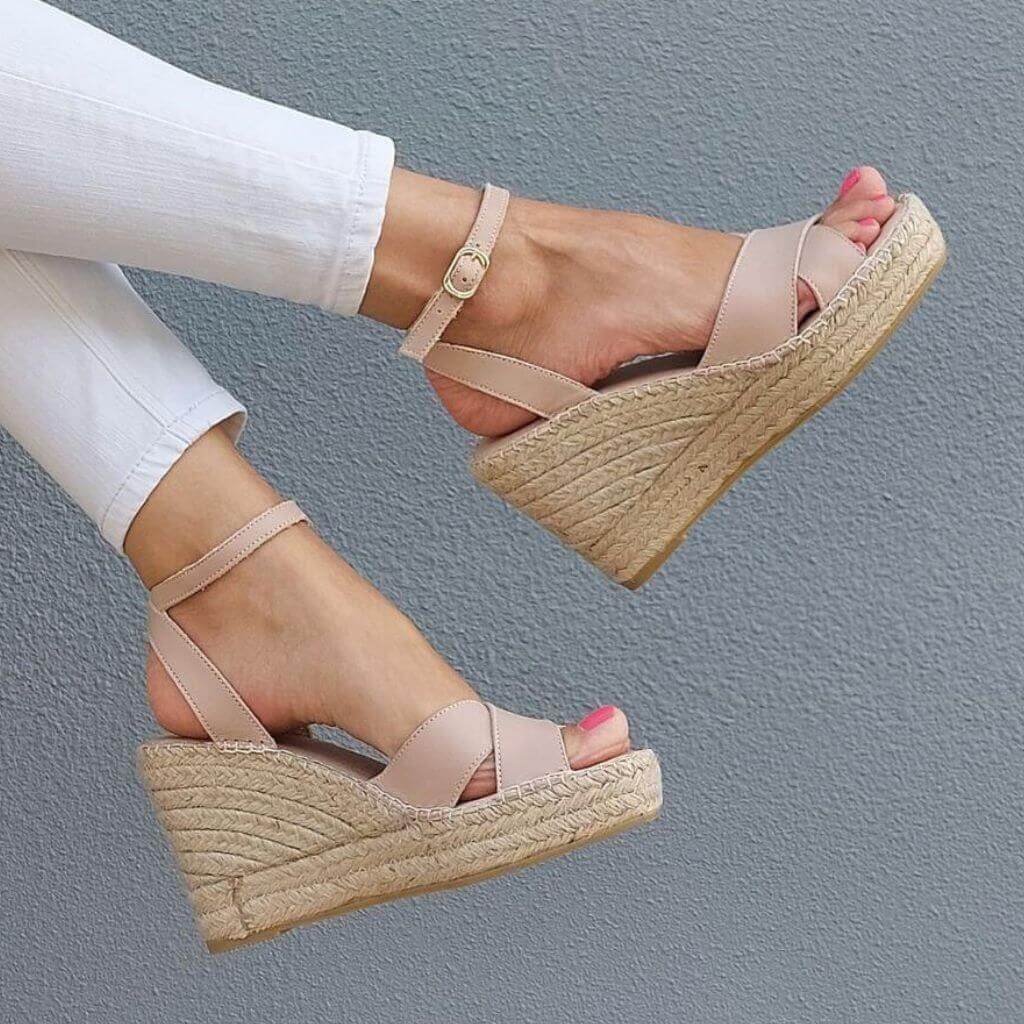 Espadrille compensée Lucia couleur sable