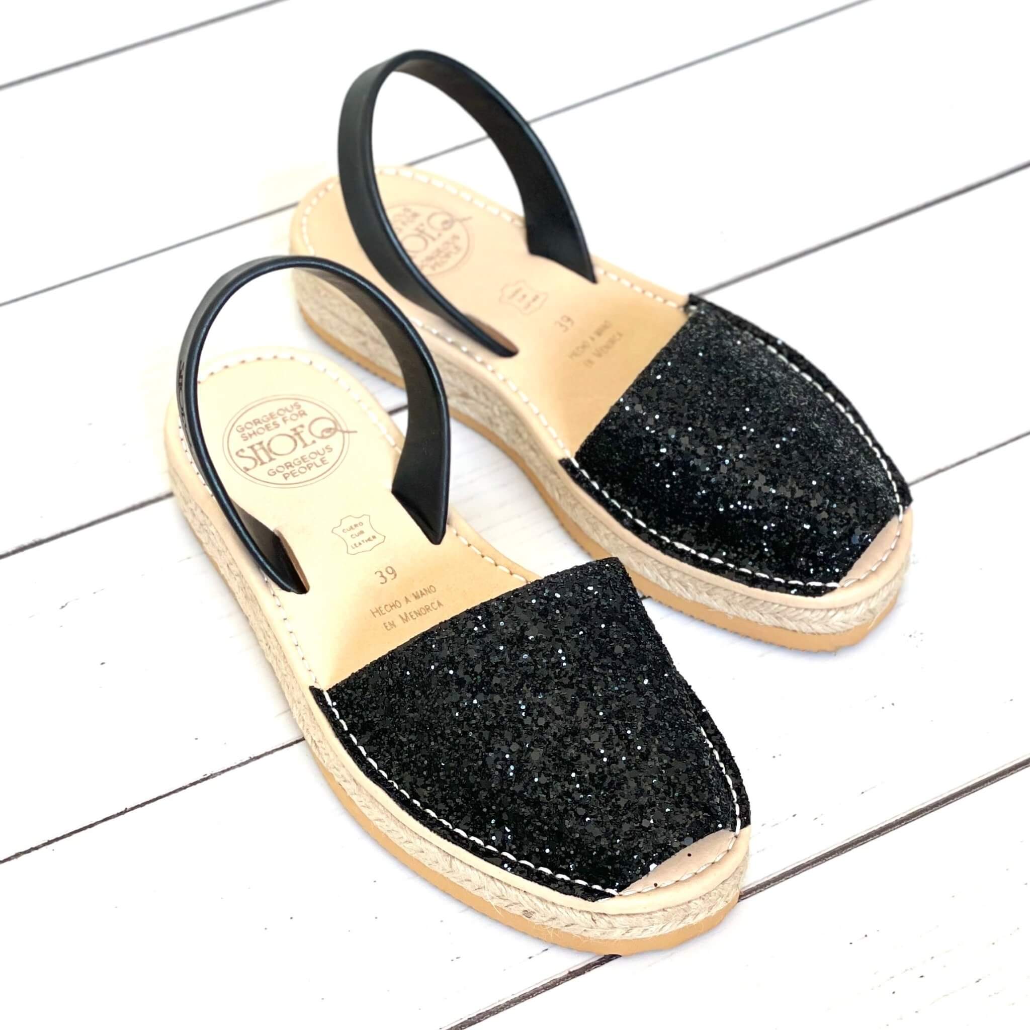 Micro espadrille compensée à paillettes Midnight