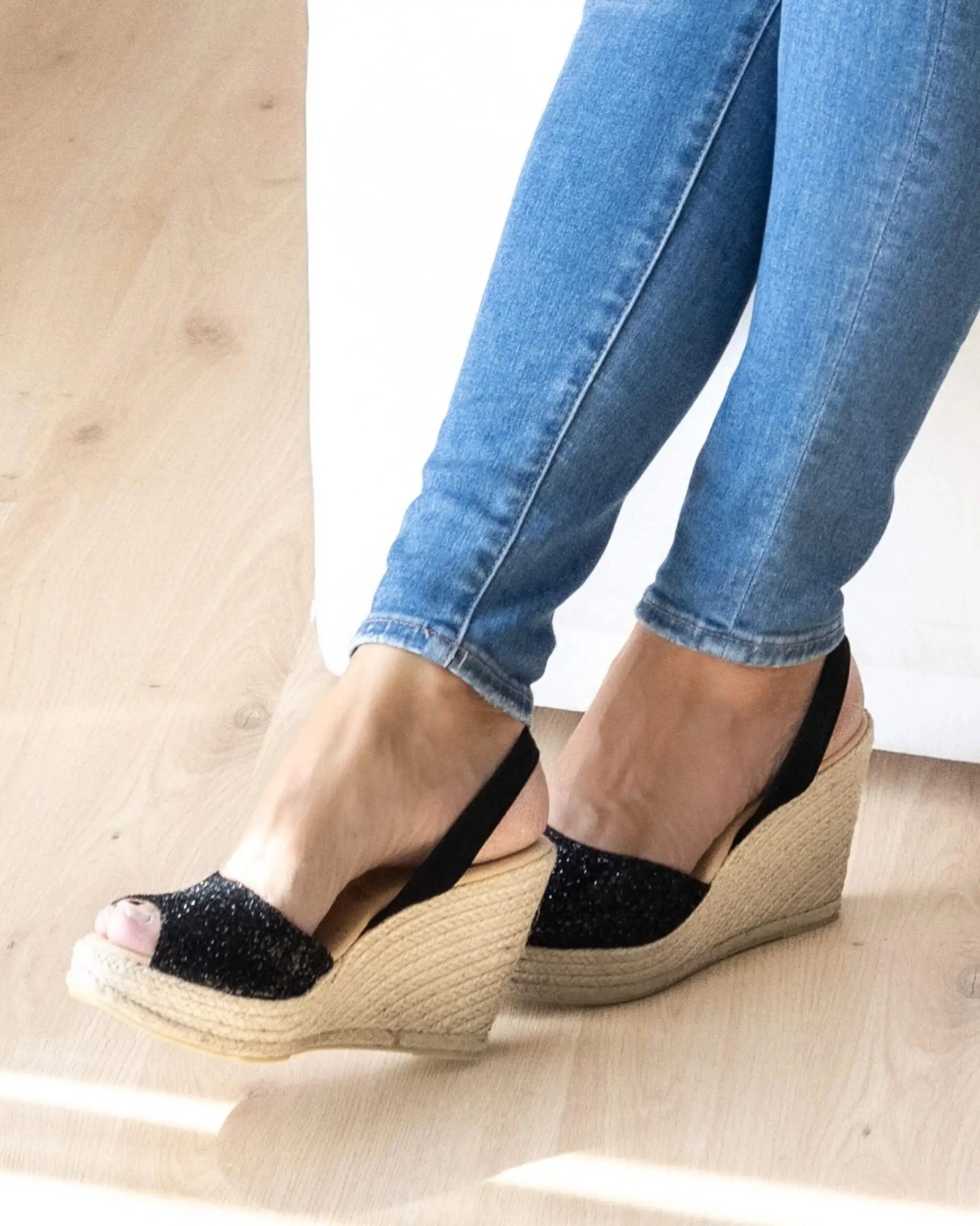 Espadrille compensée Roxy en paillettes Midnight (vegan)